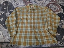 Vintage Towncraft Shirt Men Large Plaid JC Penney 60s Penn Prest Loop Collar