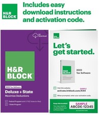 H&R Block Deluxe & State tax software PC 2023 ( E-mail/Code details only)