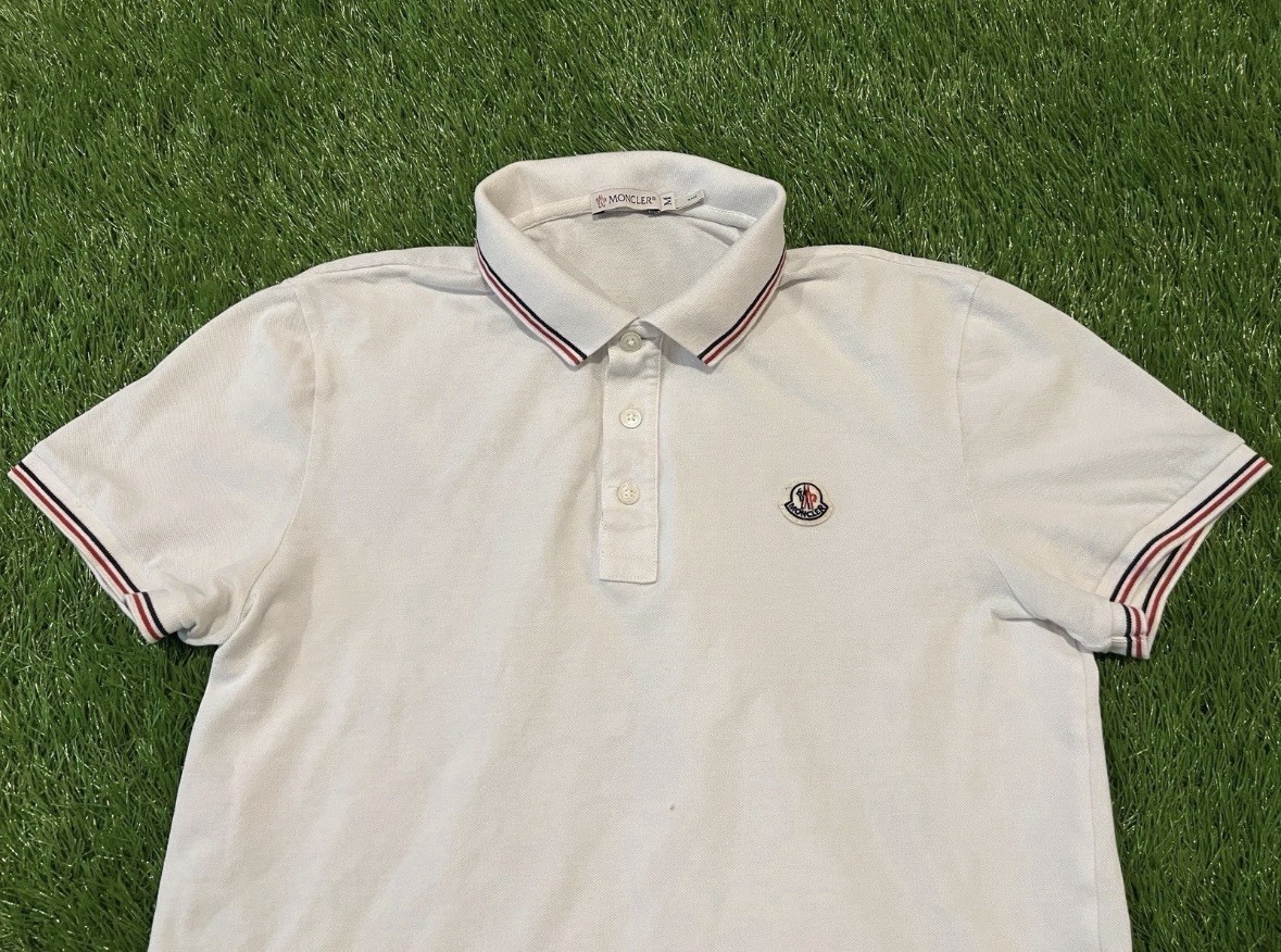 Moncler - White Tipped Piqué Short-Sleeve Cotton Polo Shirt - Men’s Size MED thumbnail 2