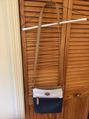 Giani Bernini Leather Crossbody Purse Navy And White Handbag GUC