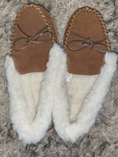 CHARTER CLUB Dorendal Caramel Fur Lined Moccasin Slipper Shoe Womens 9