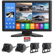 4 Channel Backup Camera System,Touchable 10.26 inch Monitor with DVR 4 cameras