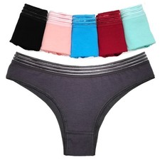 6 x Womens Sheer Spandex / Cotton Briefs - Assorted Colours Underwear Undies