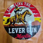 MARLIN LEVER GUN PORCELAIN ENAMEL SIGN 29 X 29 INCHES