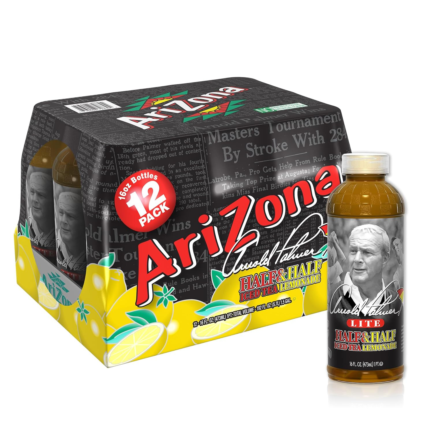 Arnold Palmer Half and Half - 16 Fl Oz (Pack of 12) Arizona Iced Tea
