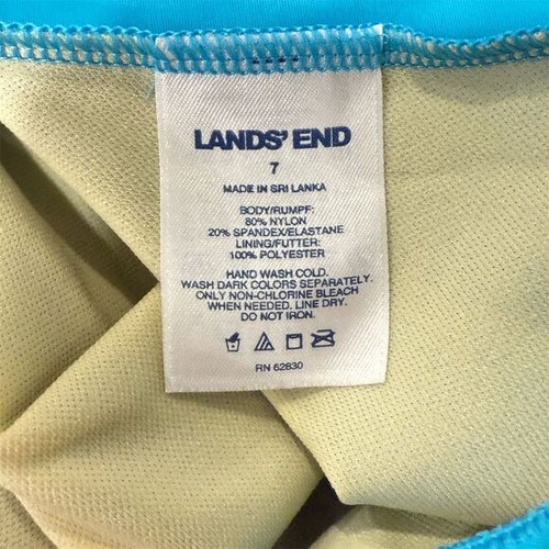 Lands’ End Girls Blue Smiley Face One Piece Swim Dress Size 7 Skirted Swimsuit - Picture 4 of 4