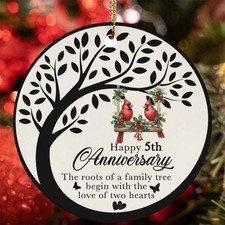 Happy 5th Anniversary Ornament Cardinal Couple Tree Art 5 Year Christmas Gift
