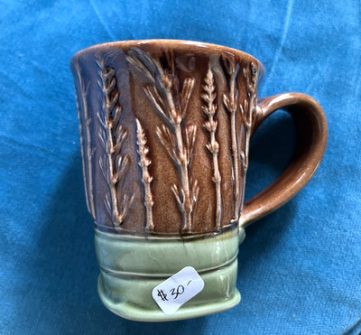 NATURAL ELEMENTS Pottery Mug Embossed Trees Design - Studio Potter  BRAND NEW!