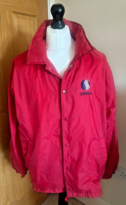 Herren Vintage USSSA rot Druckknopfleiste Hustler bestickt Jacke Größe L (B)