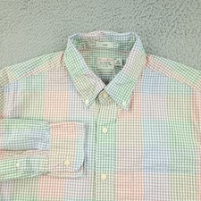 J Crew Shirt Mens Medium Multicolor Gingham Secret Wash Slim Fit Cotton
