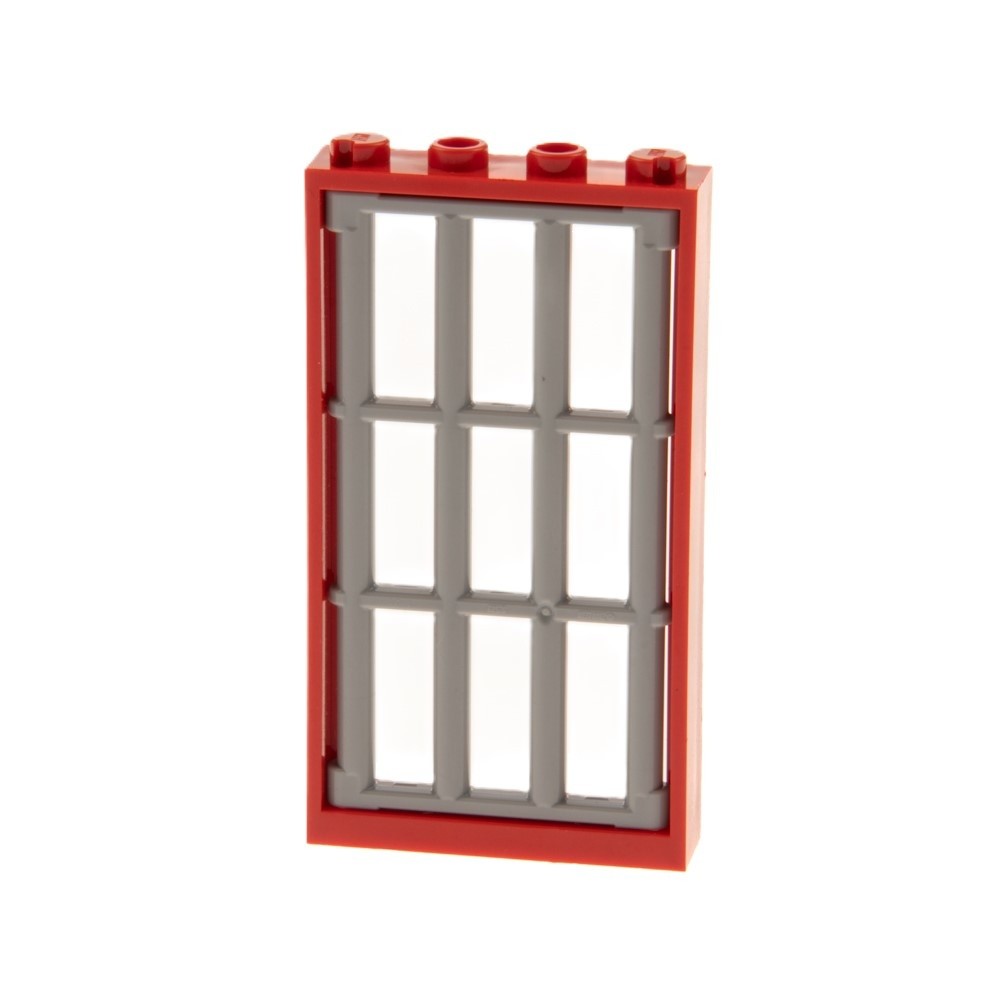 1x Lego Window Frame 1x4x6 Red Door Leaf Grille New-Light Gray 92589 60596