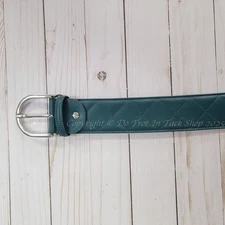 Tailored Sportsman Quilted Leather Belt - Dark Teal/Silver