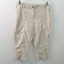 Chicos Pants Womens 1.5R 10R Capri Ivory Zip Closure Pockets Straight 23" Inseam