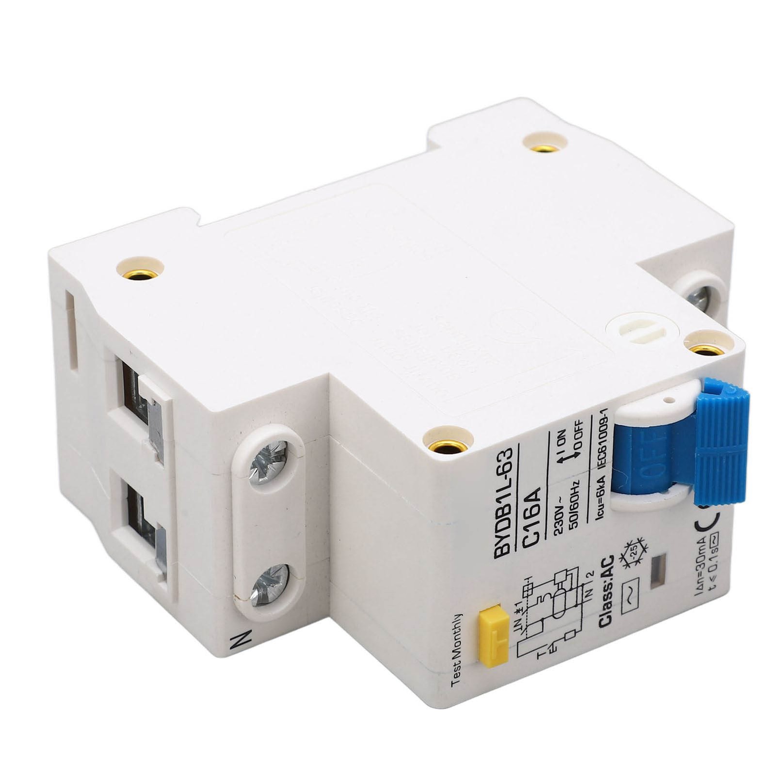 Circuit Breaker 1P+N AC 230V 16A Residual Current Earth Leakage Protection Switc