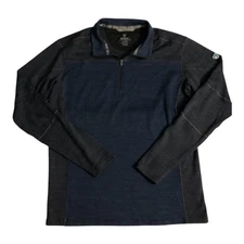 Kuhl Ryzer Quarter Zip L Blue Gray Henley Base Layer Hiking Outdoor Thumb Holes