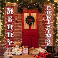 Merry Christmas Porch Banner 72"x12" Door Hanging Sign Outdoor Indoor Decor