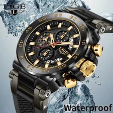 Mens Sport Diver Watches Quartz Date 5ATM Waterproof Casual Man Wristwatch Gift