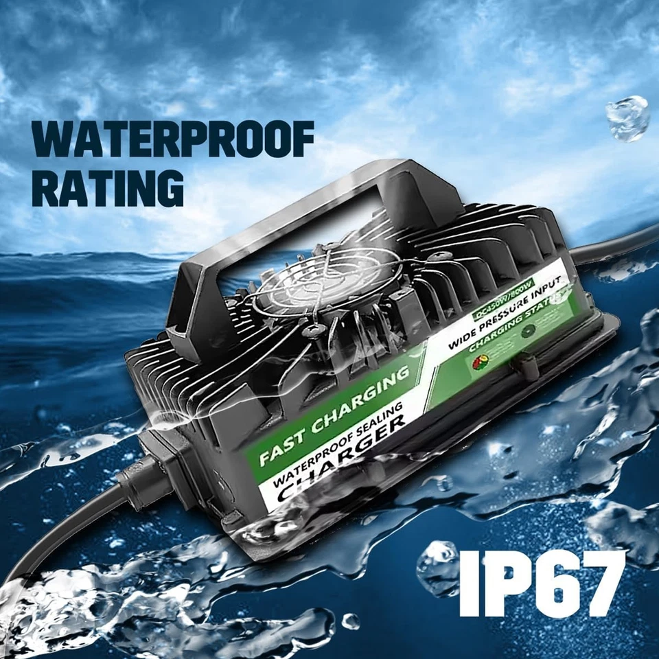 48 Volt 15 Amp Golf Cart Battery Charger for Club Car 3-Pin Round Plug IP67 New - Image 2 of 4