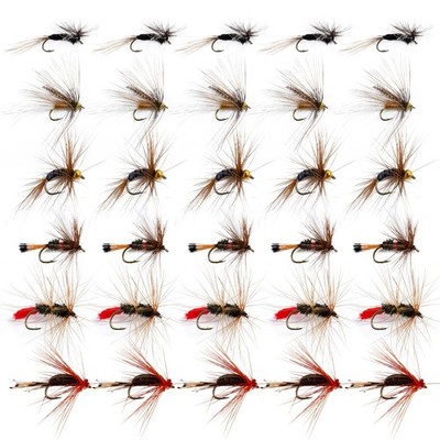 30pcs Fly Fishing Flies Kit Dry Wet Nymph Lures Assortment for Trout Ba