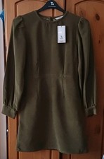 BNWT Ladies TU Khaki Green Corduroy Long-Sleeve Dress - Size 8
