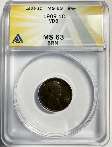 1909-P-VDB Lincoln Wheat Cent - ANACS MS 63 BRN (725) - Just Graded/New Holder