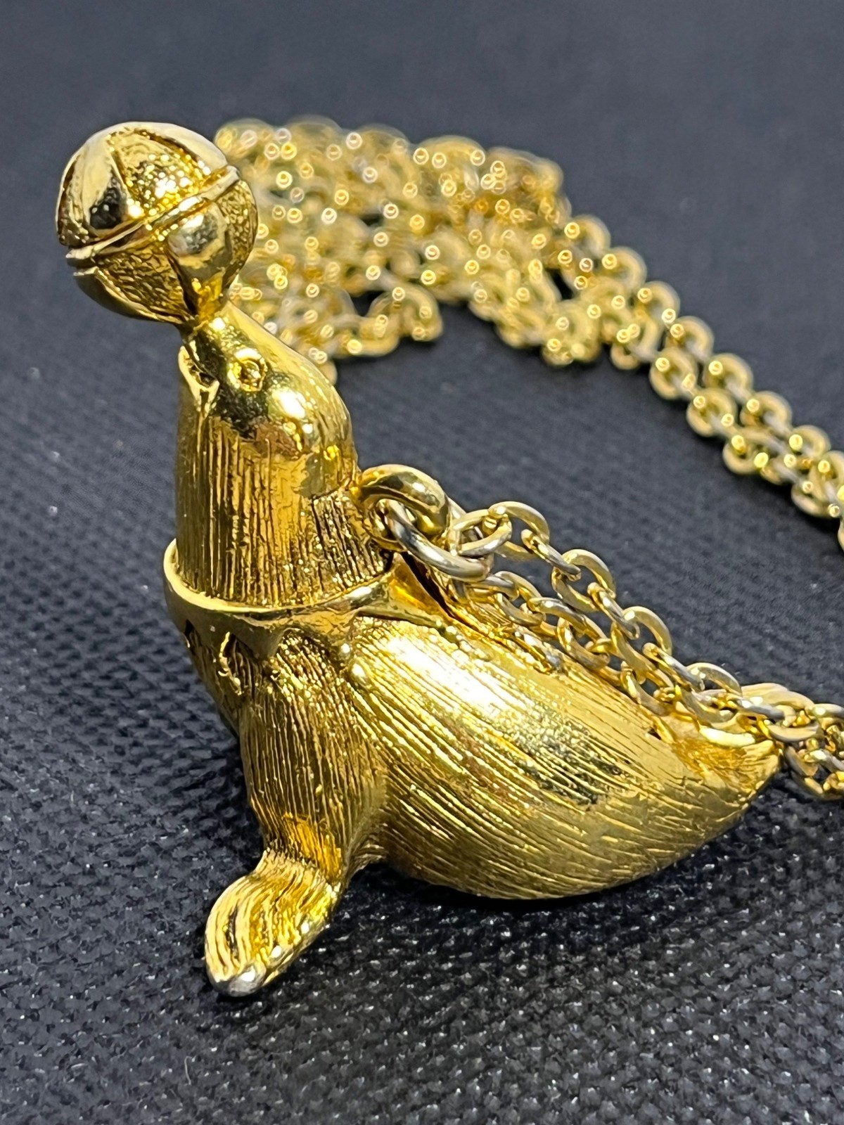 Vintage Max Factor Seal Solid Perfume Necklace Go… - image 13