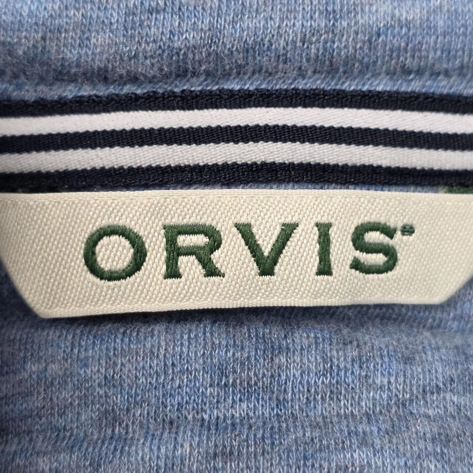 Chaleco Orvis para mujer mediano azul jaspeado acolchado algodón cremallera completa simulado bolsillos en el cuello Foto 4 de 4