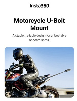 Insta360 Motorcycle U-Bolt Mount + Enhanced Selfie Stick Kit