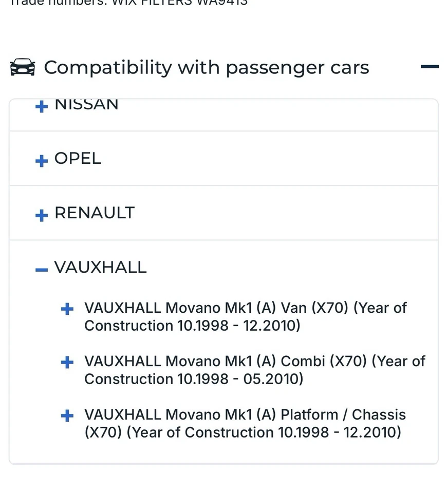 Filtros WIX WA9413 Inserto Filtro Aire 284mm Len Se Adapta a Nissan Opel Renault Vauxhall Foto 4 de 4
