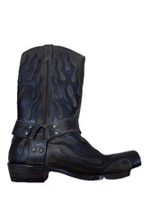 Biker Stiefel Schwarz/Braun Gr 42  Neu Leder Rancho Country Herren Flames