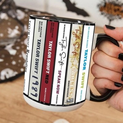 SALE! Swift Albums Cassette Collection Retro Accent Edge-to-Edge Printed Mug