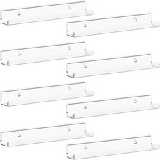 Narrow Acrylic Floating Shelves for Vinyl Record 12", Clear 8 Pack