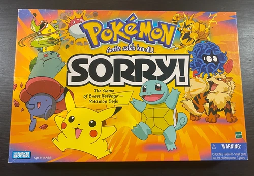 Vintage Pokémon SORRY! Board Game Parker Brothers Hasbro 2000 Complete!