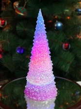 LED Color Changing Acrylic Christmas Tree Tabletop Decoration, 10.5”