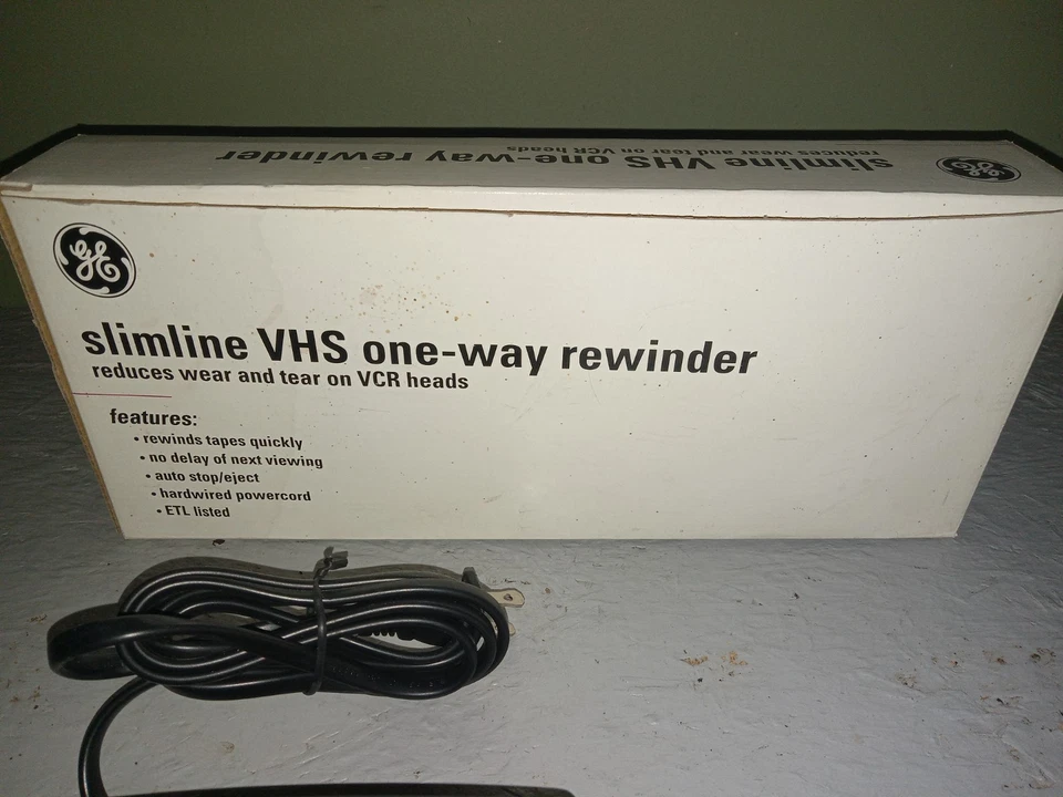 Rebobinadora unidireccional GE Slimline VHS de colección nueva en caja Foto 3 de 3
