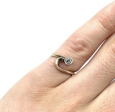 Bague en or jaune 14 carats 585 or brillant bijoux 0,13 ct diamant solitaire ...