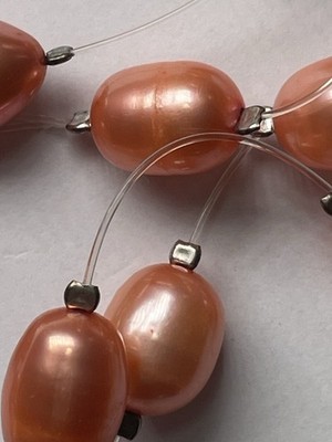 925 Sterling Silber orange Farbe natürliche Perlenkette