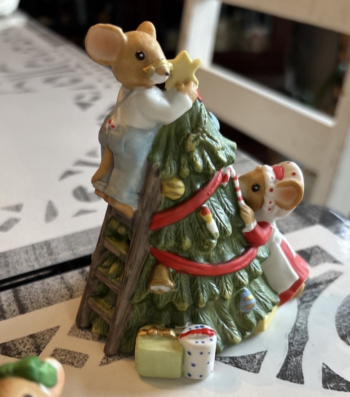 VTG Enesco Country Calico Mice Set of 3 Figurines 1983 Christmas Tree Decor