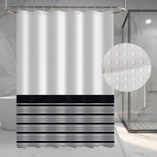 Shower Curtains Classic White and Black Striped,Modern Farmhouse Shower Curta...