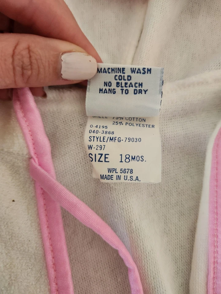 VTG OshKosh Bgosh 18 Months White Terry Swim Coverup Baby Girl - Image 4 of 4