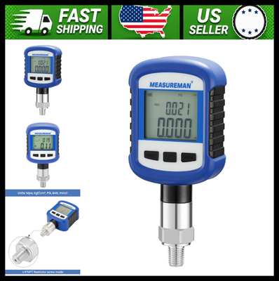 #ad MEASUREMAN Digital Industrial Pressure Gauge 0 10000 PSI Bluetooth LCD Light $226.99