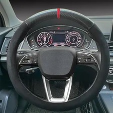 Suede Carbon Fiber Steering Wheel Cover Anti-Skid Leather Interior Accessories D