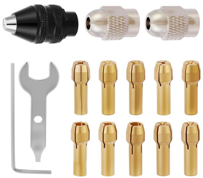15PCS Keyless Drill ChuckCollet Set 1/32'' 1/8'' ForDremelRotaryTool4486Compatible