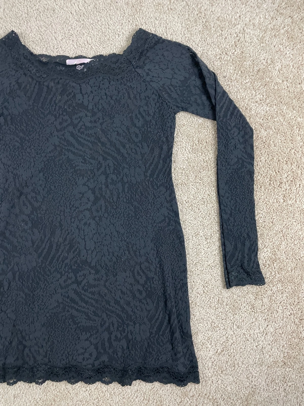 UNDERCOVER Abito tubino Victorias Secret donna grande scollo barca pizzo maglia tinta unita nero