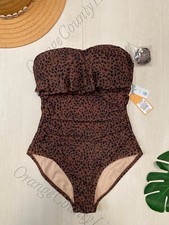 Women's Animal print Bandeau High Coverage One Piece Swimsuit Kona Sol S, M L XL