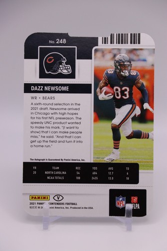 Dazz Newsome 2021 Panini Contenders Rookie Ticket Variation Auto #'d /83 - Bears - Picture 2 of 2