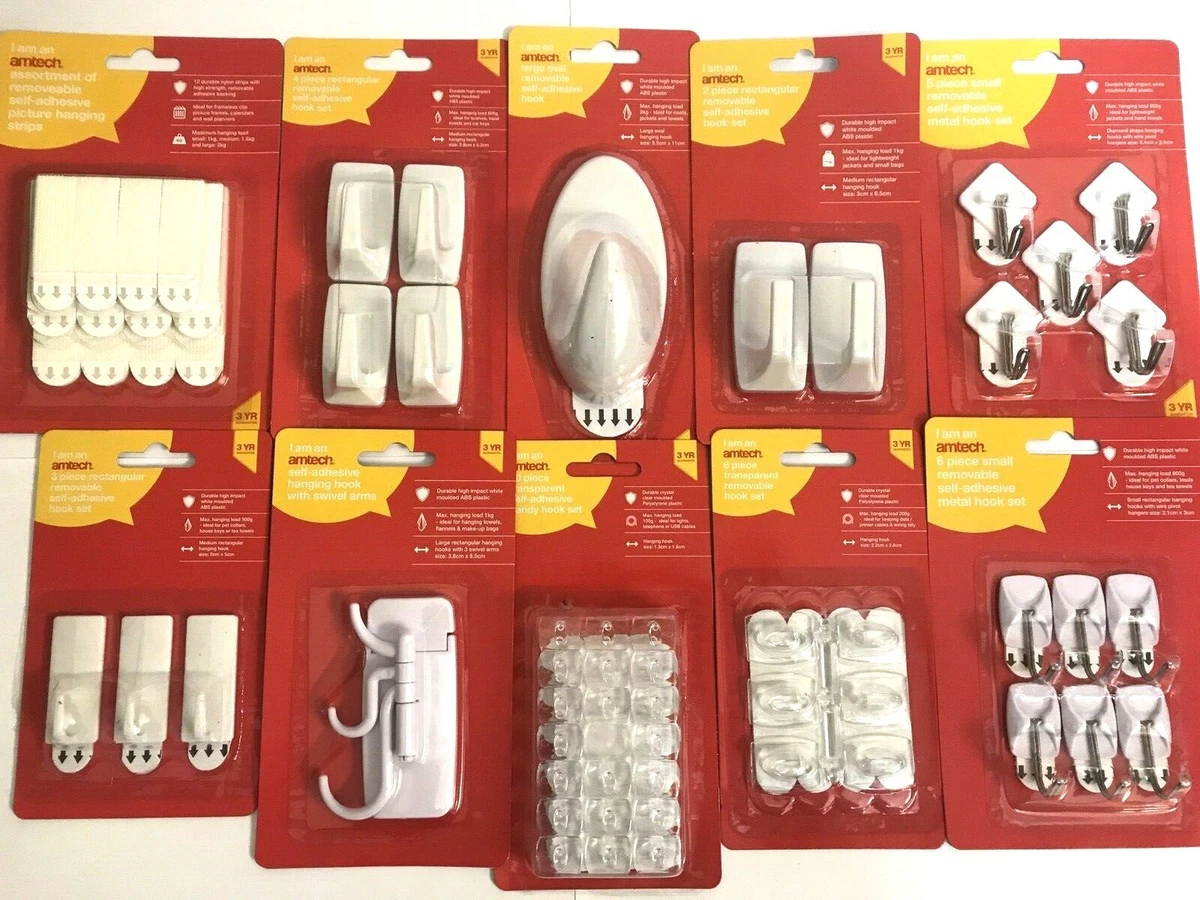 Self Adhesive Strong Sticky Removable Wall Door Hooks White Plastic  Christmas