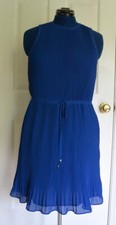 Michael Kors Pleated Drawstring Dress Royal Blue 8 M NWT