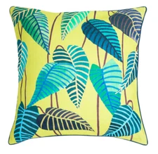 NWT Iosis Yves Delorme Decorative Pillow Cover 18" Palm Leaf Foliage 100% Linen