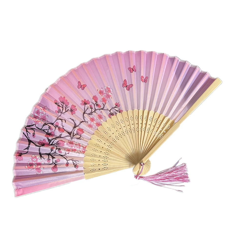 Ventilador de mano plegable tradicional chino hecho a mano portátil para fotografía de baile Foto 4 de 4